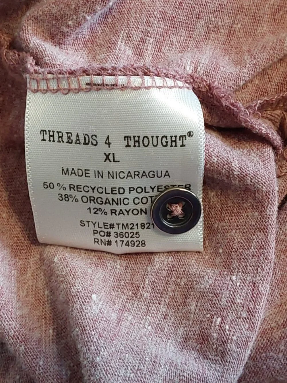 Threads 4 Thought Men's Heather Mauve Polo Shirt XL Organic Cotton Blend